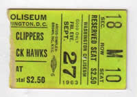 Washington Coliseum Ticket 1963-64